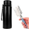 Thermos Bottle Thermal Water Bottle 1L For Coffee Tea Yerba Mate With Infuser Strainer Large Alogy Steel Black + Washing Brush
