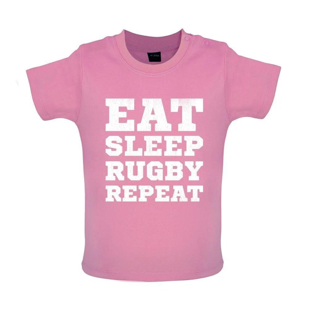 Eat Sleep Rugby Repeat - Baby Kids T-Shirt / Body- Union League Player SPORTS 110