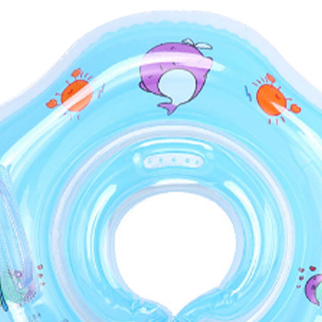 Infant Neck Float Double Air Nozzle PVC Double Air Bag Leakage Proof Infant Swimming Neck Ring for Infant Blue