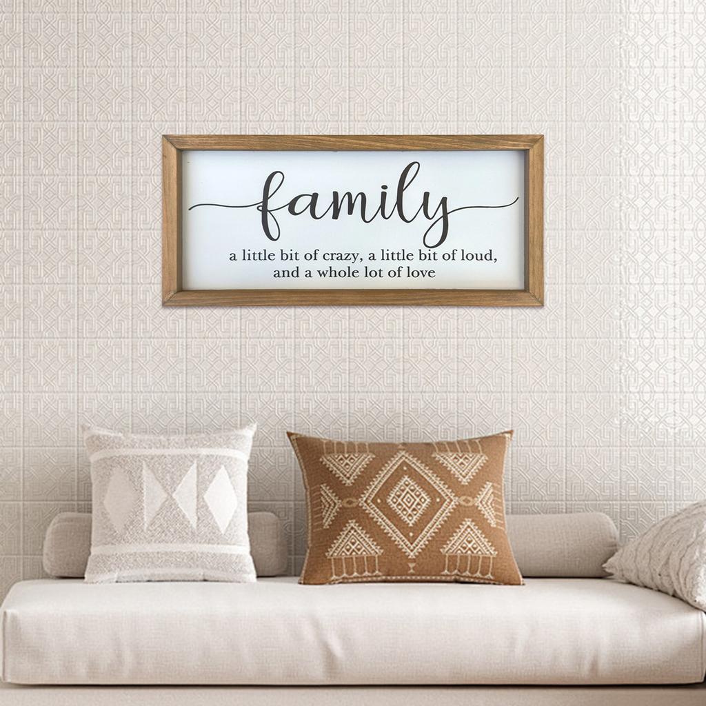 Rustic Wooden Family Wall Sign with Inspirational Quote for Home Decor - Farmhouse Style Living Room Art Piece