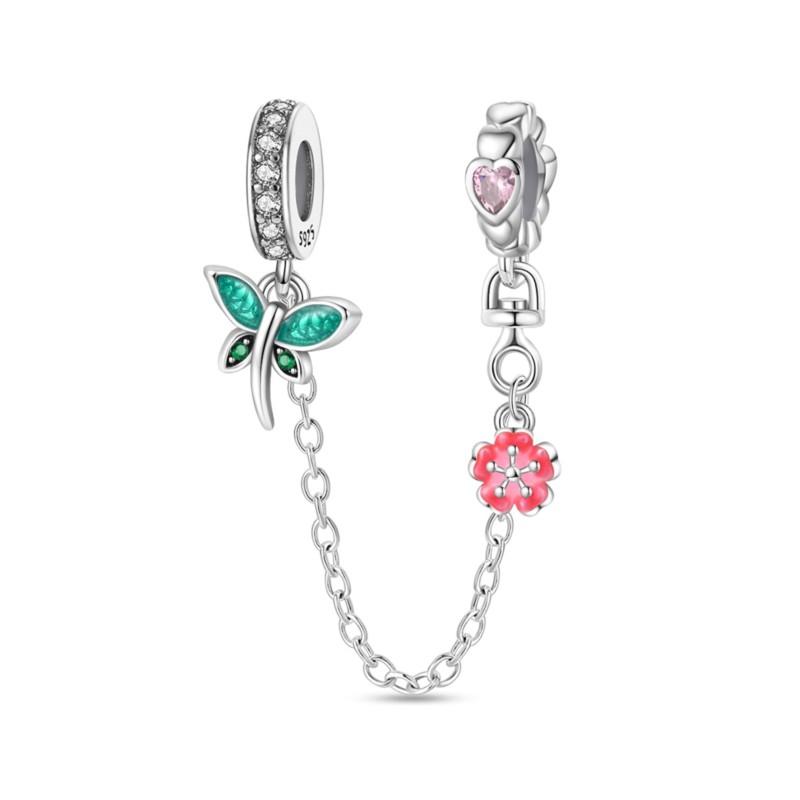 Copper Sun And Moon Plum Blossom Safety Chain Piece Bead Charms For 3Mm Original Bracelets Diy Jewelry Birthday Crafting