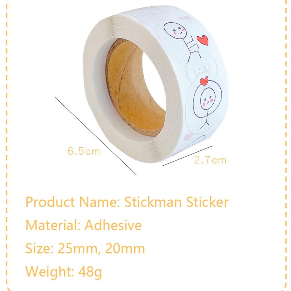 500pcs 20mm Cartoon Reward Sticker Roll Love Adhesive Labels Stickman Sticker for Valentine Wedding Gift Decor Envelope Sealing