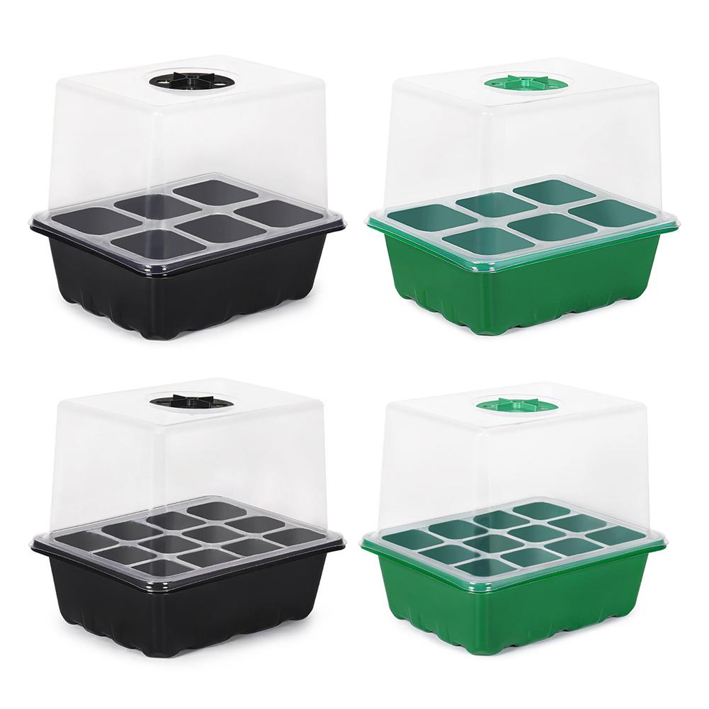 6/12 Holes Seed Starter Tray with Elevated Lid Seedling Starter Trays Gardening Grow Germination Box for Plants Indoor