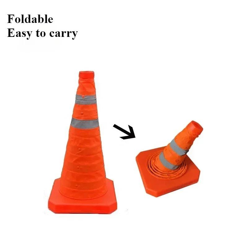 Foldable Traffic Reflective Safety Cone 30/45/70cm Height Collapsible Traffic Cones Multi Purpose Reflective Stripe Road Cone