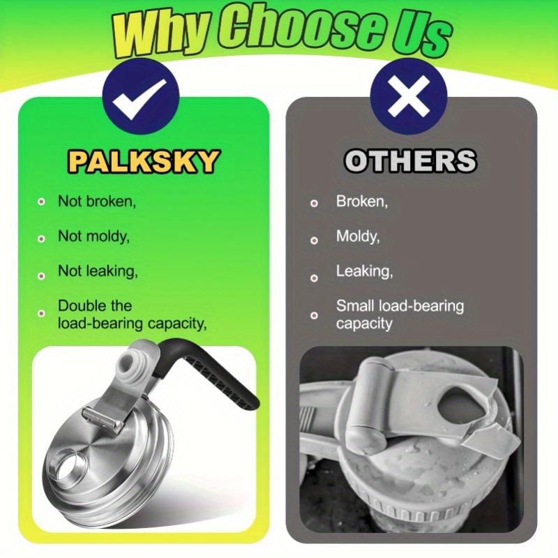 2pcs 304 Stainless Steel Mason Jar Lids with Handle - 86mm Spill-Proof Flip-Top Spout, Rust-Resistant, Leak-Proof Design for Kitchen, Camping, Travel