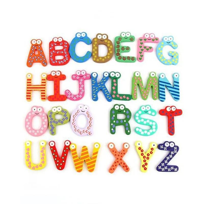 1Set Magnetic Learning Alphabet Letters Fridge Magnets Refrigerator Stickers Wooden Educational Kids Toys for Children