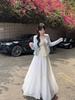 Plus Size Floral Lace Trim Camisole & Cardigan with Pleated Chiffon Skirt Set