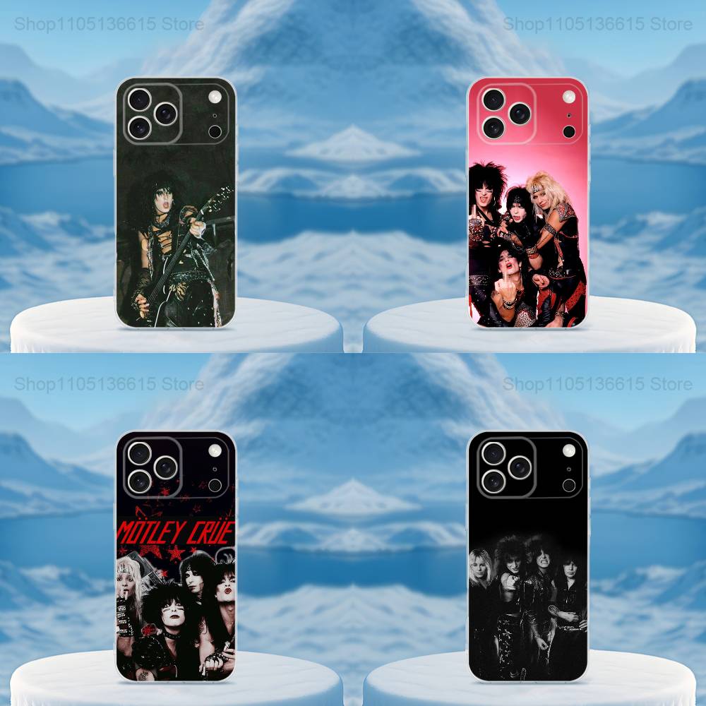 Band M-MOTLEY C-Crue Rock For iPhone 16,13,12,11,17,14,15,Pro,Max,Plus,X,XS,XR,SE,Mini Transparent Soft Silicone Case