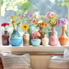 Blomvas Fönsterklistermärke Avtagbar Vattentät PVC Blommor Växter Behållare Statisk Glasdekal Hem Vardagsrum Sovrum Dekorationsdekal