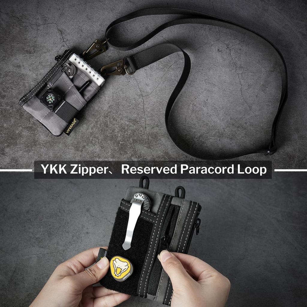 VIPERADE Маленький EDC Міні Кишеньковий Органайзер Сумка для EDC Кишеньковий Органайзер 3 Слоти 2 Блискавки Липучка Сумка Чохол для Мультиінструменту Сумка VE18-S, Чоловіки, Сумка,