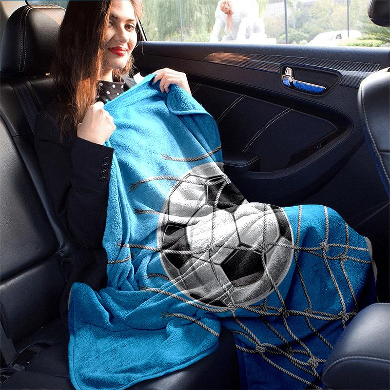 1pc Football Printing Lightweight Flannel Blanket, Comfortable and Warm Blanket, for Camping Sofa Bed and Couch Office, in All Seasons