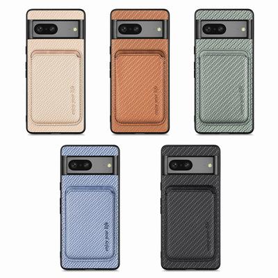 2 In 1 Detachable Magnetic Wallet Card Holder Case for Magsafe Google Pixel 7 8 9 Pro XL 9Pro Carbon Fiber Leather Phone Cover