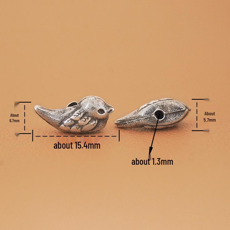 Handmade Thai Silver Magpie Bird Spacer Beads for DIY Jewelry