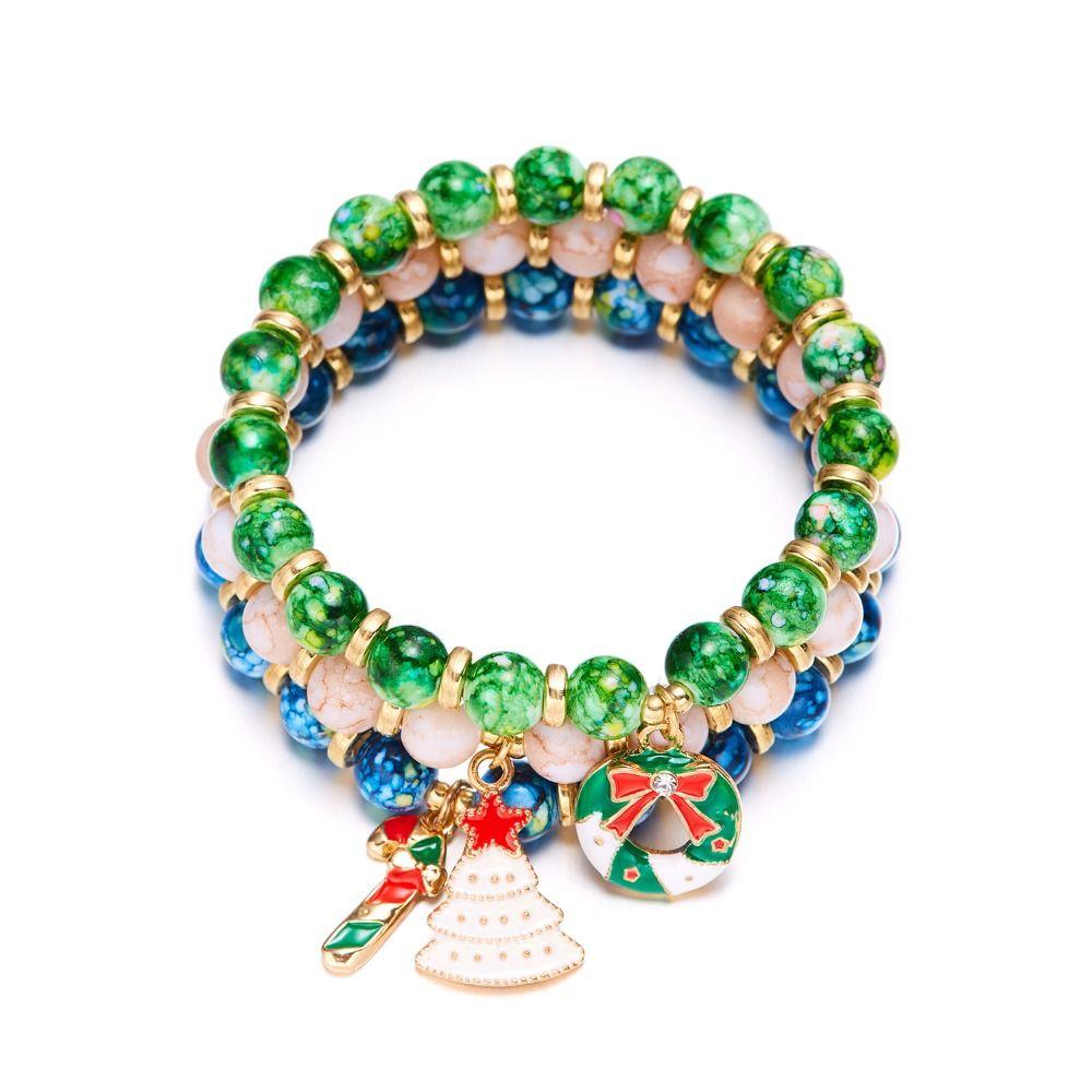 Hand Decoration Acrylic Beaded Bracelet Cute Letter Elastic Bracelet Christmas Bracelets  Women