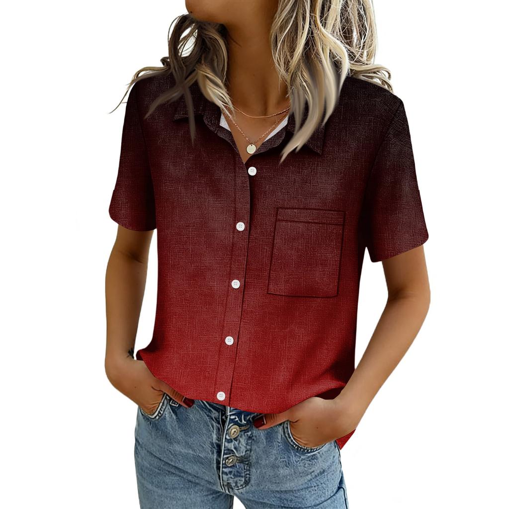 Chemisiers pour femmes à manches courtes boutonnés Chemises Business Casual Élégants Hauts de travail Vêtements d'été et de printemps