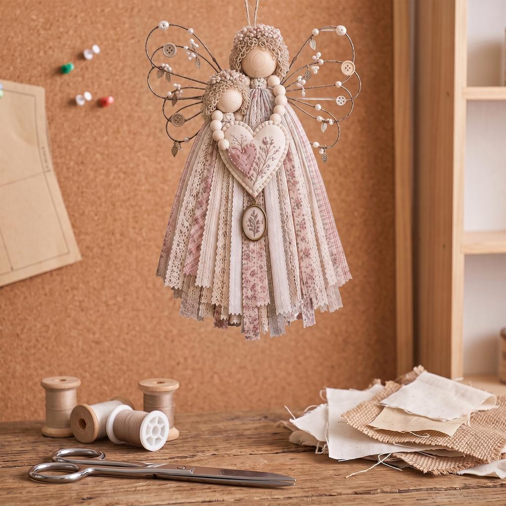 Angel Craft DIY Patchwork Kit Handmade Quilting Fabric Sewing Wall Hanging Seasonal Holiday Gift Decor