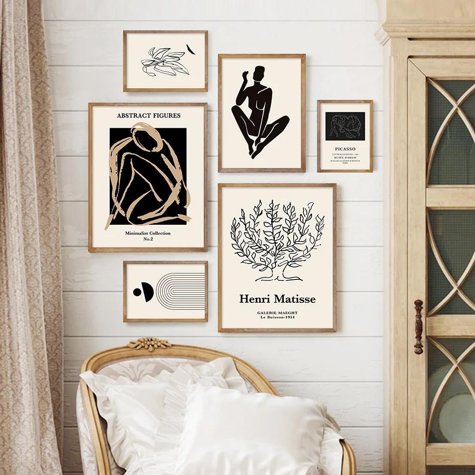 Henri Matisse Abstrakte Geometrische Gesicht Linie Beige Böhmischen Poster Wand Kunstdruck Leinwand Malerei Bild Schlafzimmer Wohnkultur
