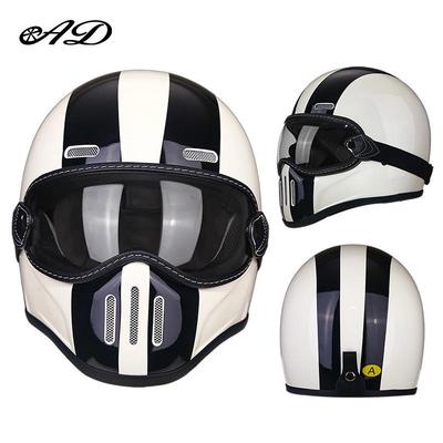 Retro Fiberglass Full-Face Motorcycle Helmet for Cruisers & Scooters - Unisex Design