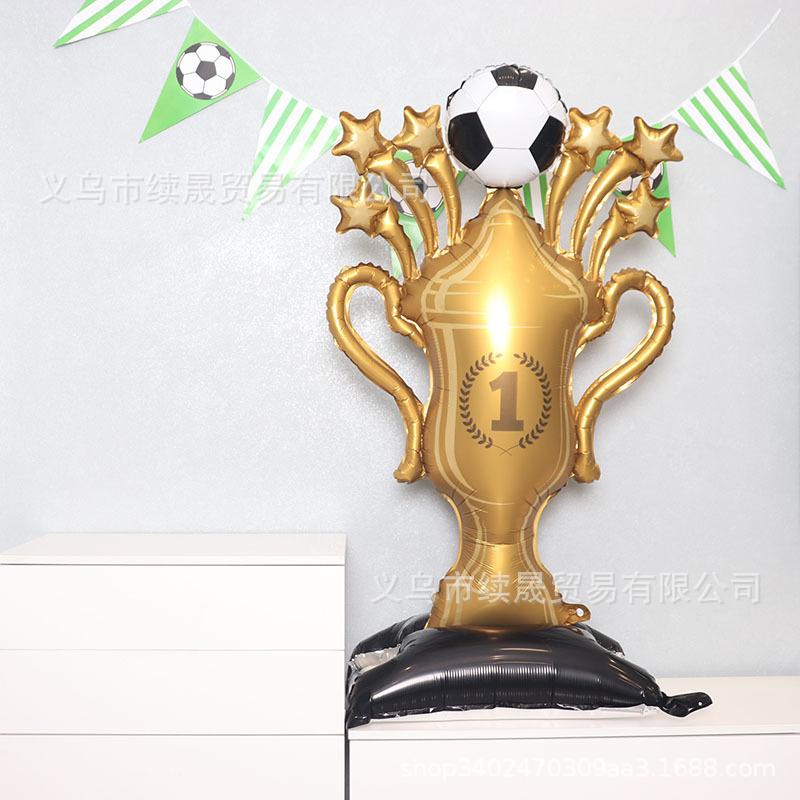 Sport Fußball Thema Geburtstagsparty Stehende Fußballtrophäe Aluminiumfolienballons für Weltcup Party Dekoration Zubehör