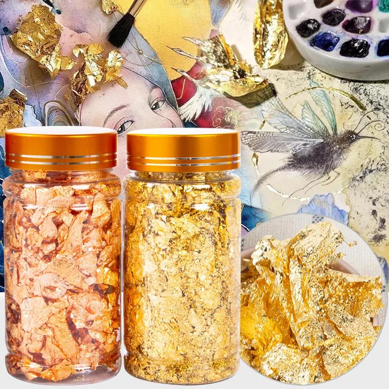 Golden Gold Foil Resin Epoxy Candle Mold Accessories Filling Gold Plated Cake Decoration Nail Jewelry Making Art Decoration