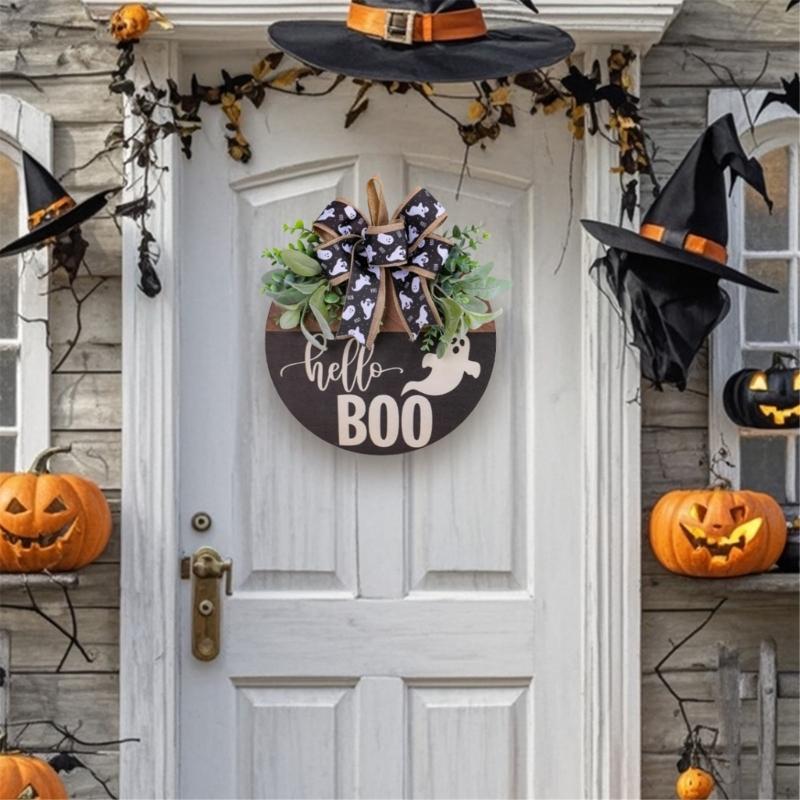 Festival Halloween Skull Welcome Sign Handmade Wood Plaque Door Hanger for Door or Garden Decoration Party Supplies