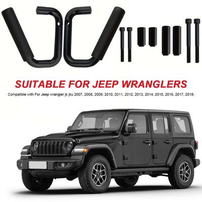 Front Grab Bars Kit Aluminum Alloy Front Grab Grip Handle Bars Fit for Jeep Wrangler JK JKU 2007-2018