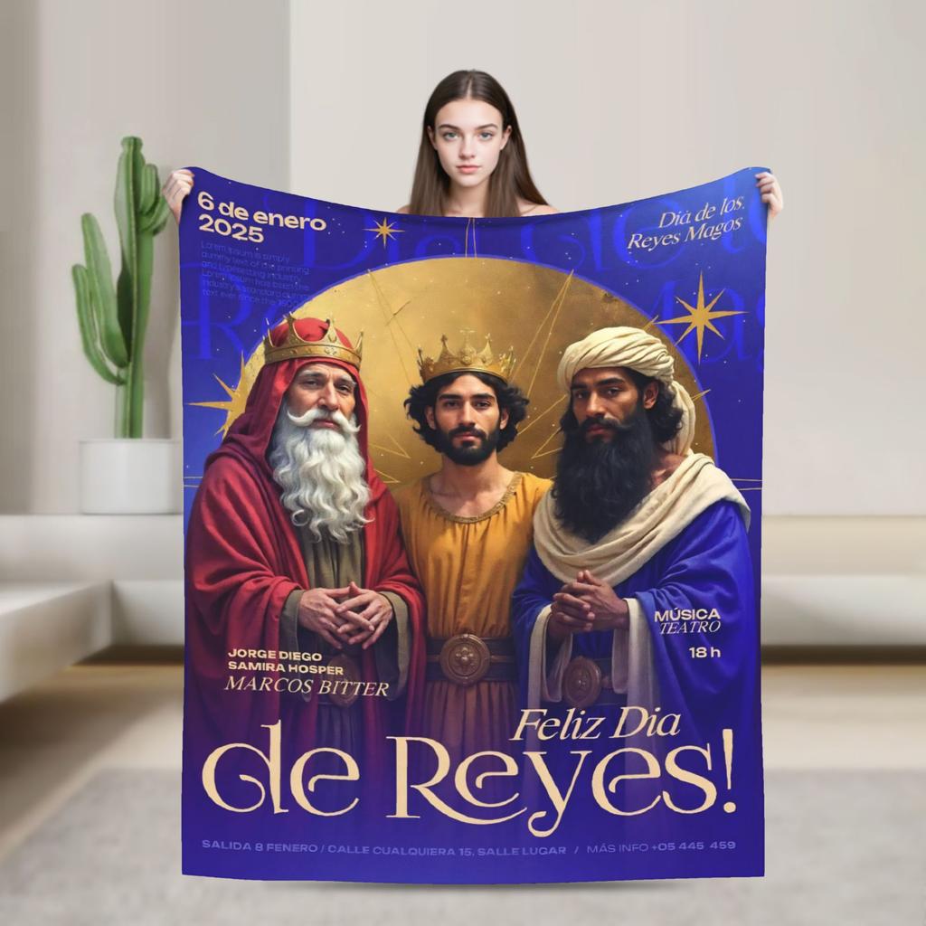Día de los Reyes Magos Throw Blanket for Couch  Fuzzy Soft Plush Blanket 50x60 Inches Multi-size Bedspread for All Seasons