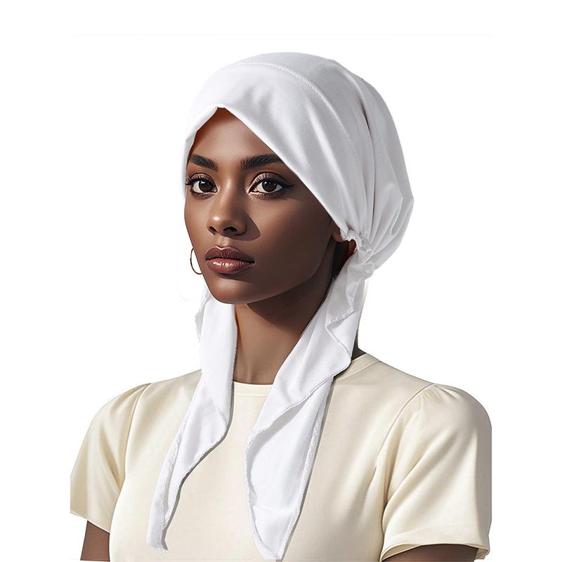 Muslim Inner Hijab Turban Women Pre-Tied Long Tail Headscarf Wrap Cap Beanies Bonnet Head Scarf Stretch Headwear Hat Mujer
