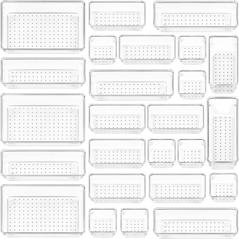 Drawer Compartment Storage Box Combination Set, Transparent Plastic Dresser Sundries Tray, Household Multi-functional Sorting Box