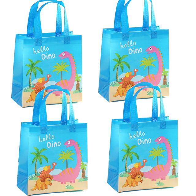 4Pcs Cartoon Dinosaur Paper Gift Bags Candy Cookies Packaging Bag Kids Jungle Animal Birthday Party Decorations Baby Shower