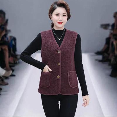 Gilet da donna, autunno inverno, bottoni, pile di agnello, senza maniche, grandi dimensioni, cappotti, capispalla alla moda