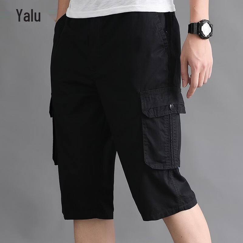 Yalu Men s Summer Loose Fit Pure Cotton Seven-Point Cargo Shorts 5XL