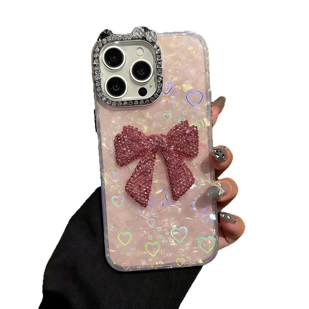 Compatible with iPhone 16/17 Pro Max: Glitter Bow Butterfly Protective Case for 13 Series 15 Plus, 16 Pro Max - Female Design