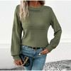 Autumn Casual Top Multi-Color Crew Neck Long Sleeve Jacquard Solid Color Women Sweater