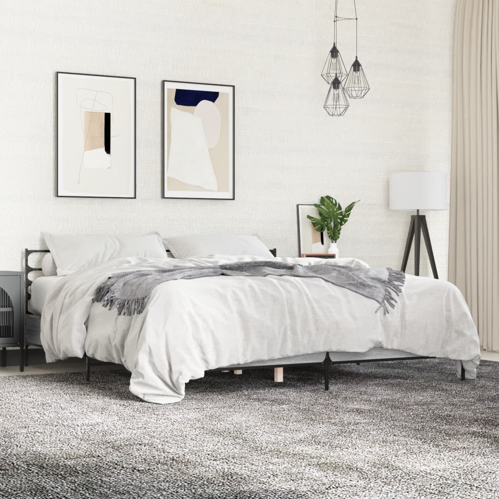 Bed Frame Gray Sonoma 200x200 cm Particleboard and Metal