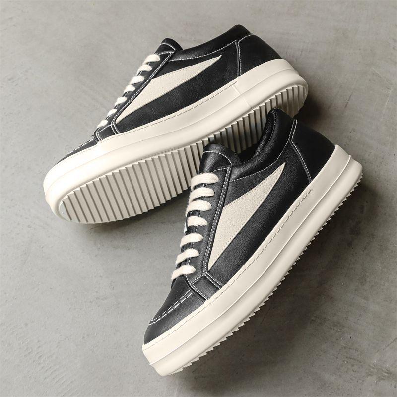 Tide Black Men's Casual High-Top Sneakers with Thick Soles and British Style