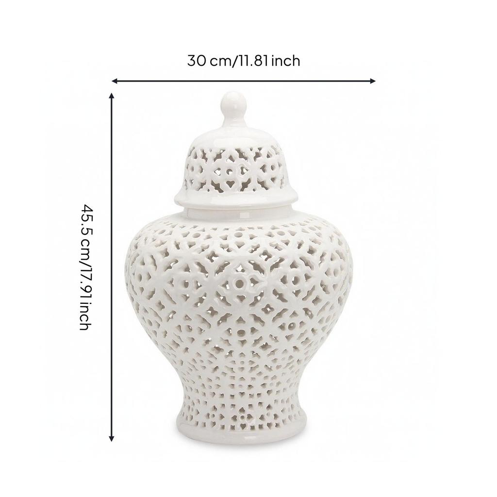 Hollow-Carved Decorative Jar Traditional Openwork Ceramic Elegant for Office