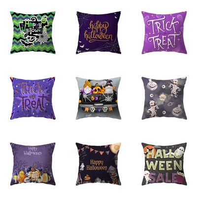 Scary Halloween Horror Pumpkin Bat Print Pattern Cushion Cover Home Living Room Sofa Decoration Polyester Pillow Pillow Cover