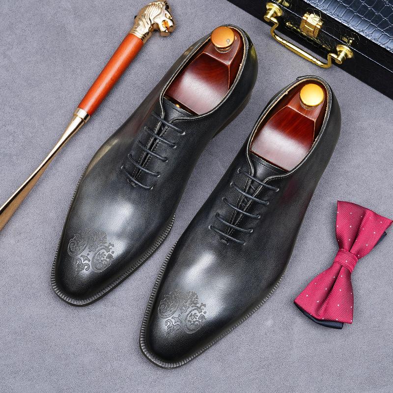 Whole Leather Business Dress Leather Shoes Men's Genuine Leather Cowhide Handmade Men's Wedding Shoes