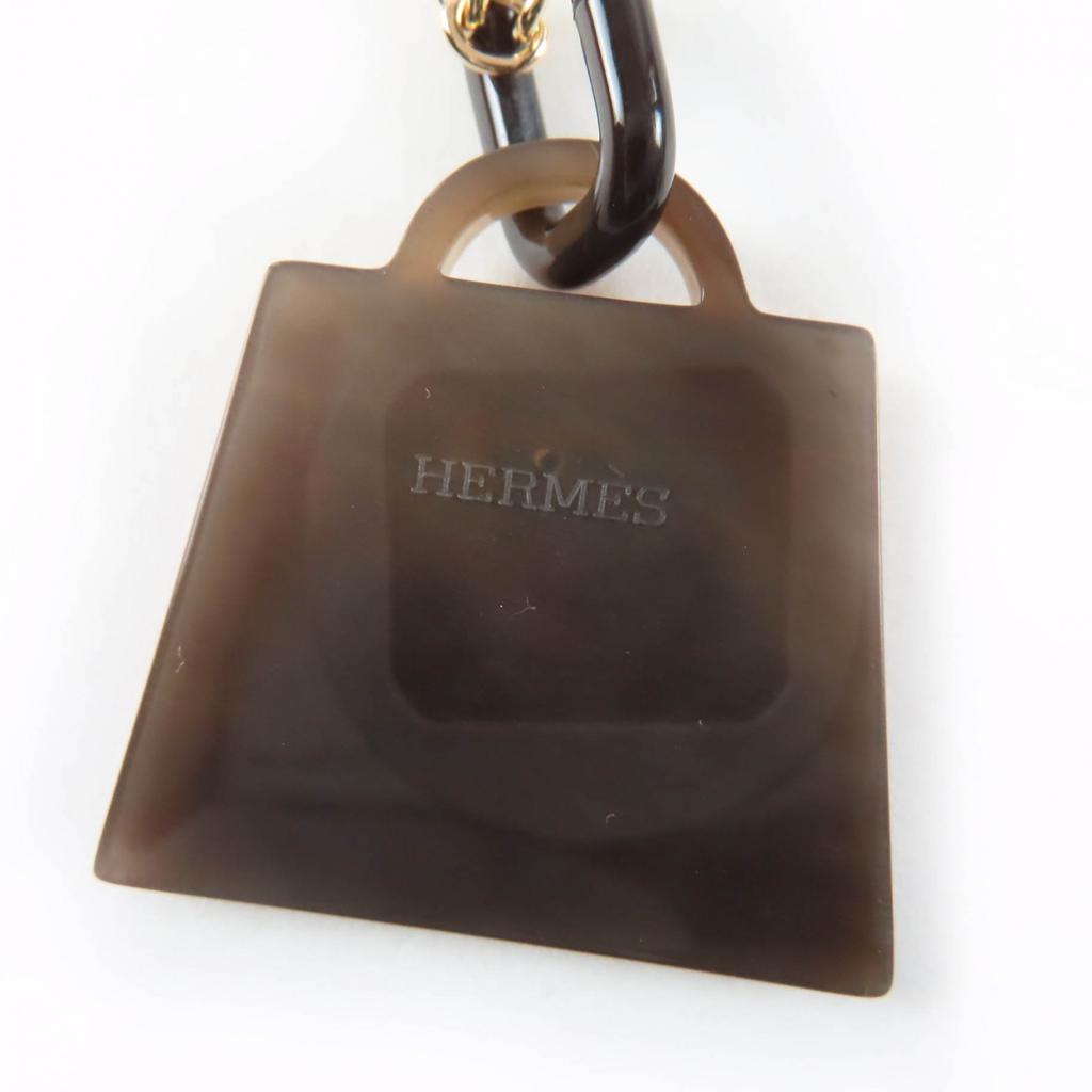 Excellent HERMES Necklace Marokinje GM Fusion Kelly gold Buffalo horn Women Used