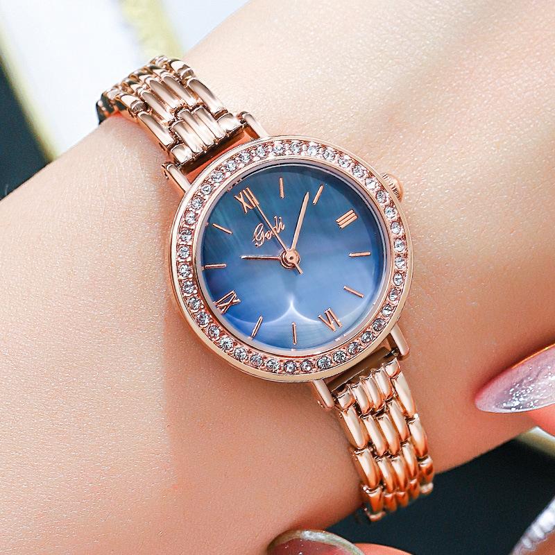 Light Luxury Fashion Round Quartz Watch Student Ladies Alloy Bracelet Waterproof Watch Luminous Rose Gold