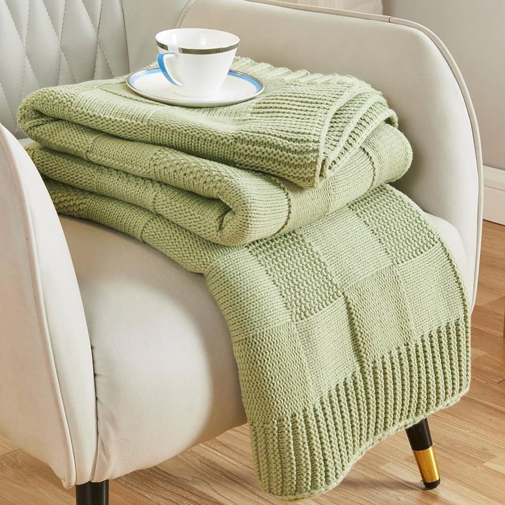 Handmade Chunky Knit Wool Blanket - Sofa or Office Nap Cover