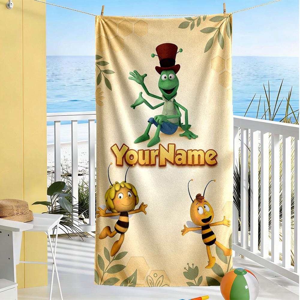 Biene Maja Customizable Name Beach Towel Super Soft & Absorbent