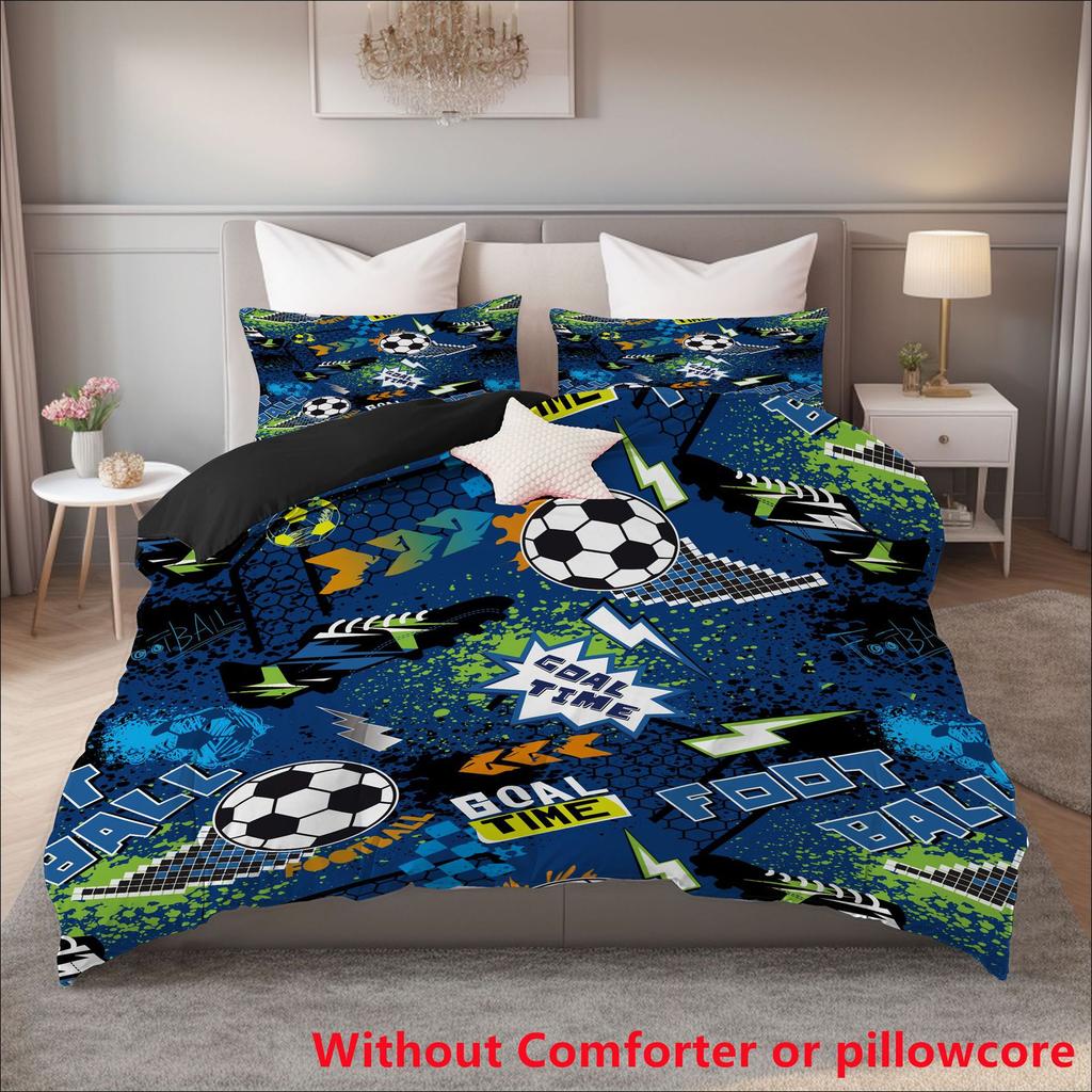 Football Pattern Printing Quilt Cover 3D Digital Printing Three-Piece Bedding