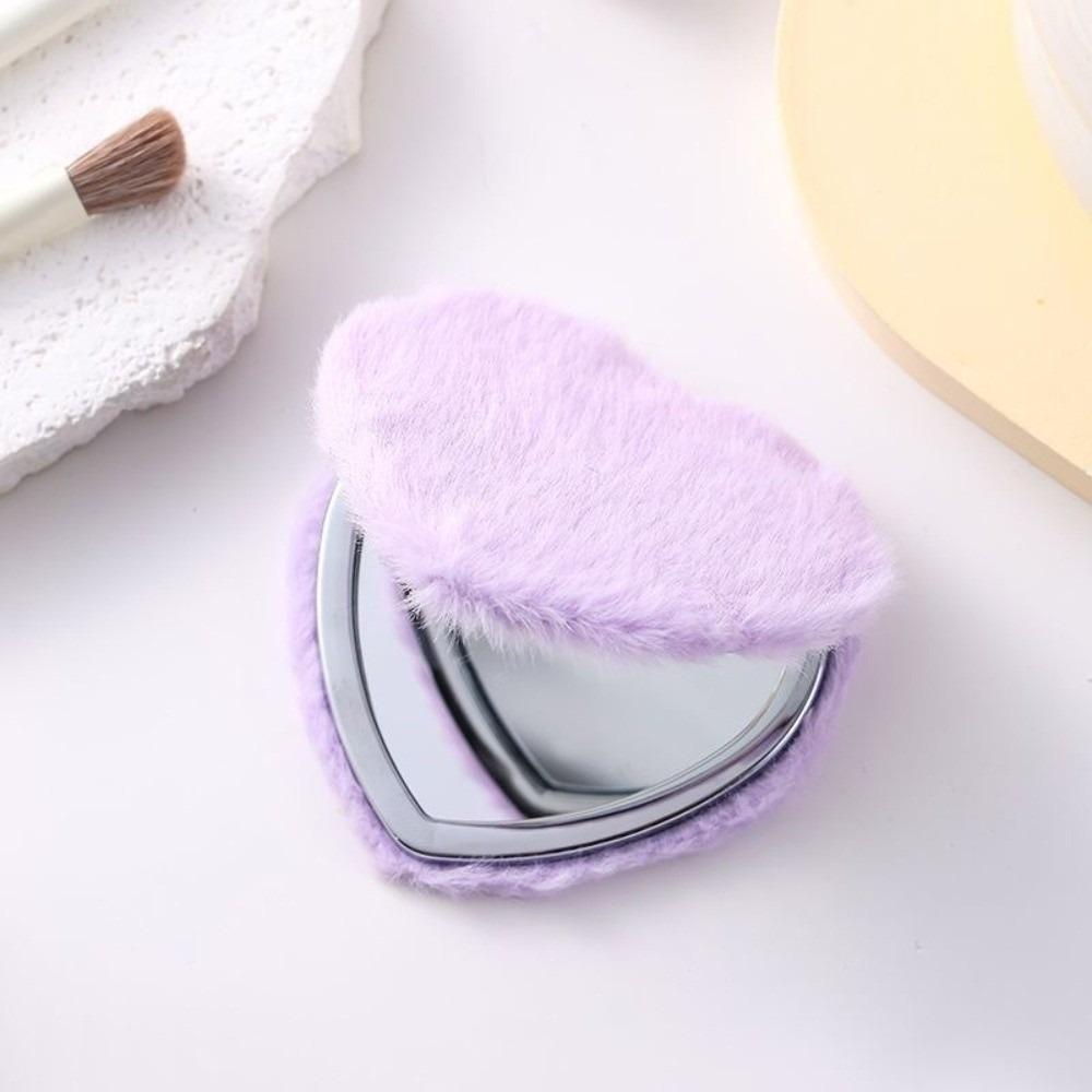 Mini Pocket Travel Handheld Mirror Double-sided Cosmetic Mirror New Plush Makeup Mirror Student