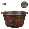 Bronze Embossed Flower Pot Thickened Resin Decorative Planter with Drainage Holes Impact Resistant Plant Large Capacity Outdoor Garden Chinese