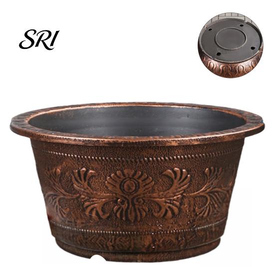 Bronze Embossed Flower Pot Thickened Resin Decorative Planter with Drainage Holes Impact Resistant Plant Large Capacity Outdoor Garden Chinese
