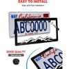 Mountain License Plate Frames- Plastic Black Car Tag Holder Bracket With Screws Caps, 2 Packs 2 Hole, White On Black, Mountain Vinyl Sticker Included