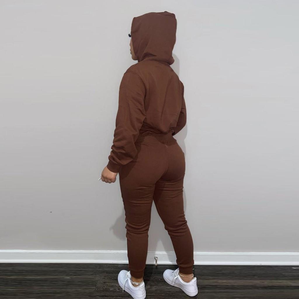 European & American Women's Plus Velvet Hooded Sweatshirt & Pants Set - Casual Sportswear