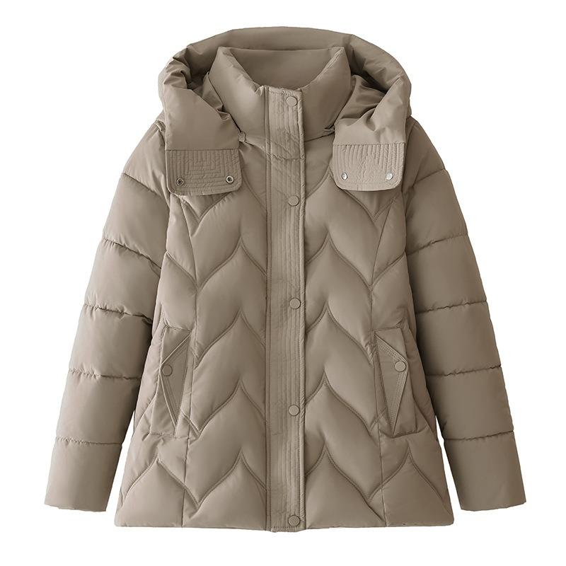 Small mother winter padded jacket women's short removable hat medium and old women's large size padded jacket